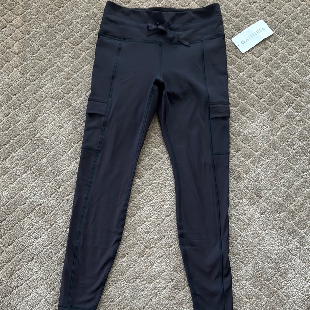 Athleta Black Performance Leggings with Cargo Pockets
